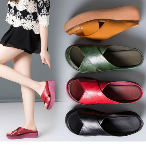 Sandals Soft Leather Wedges Shoes Platform