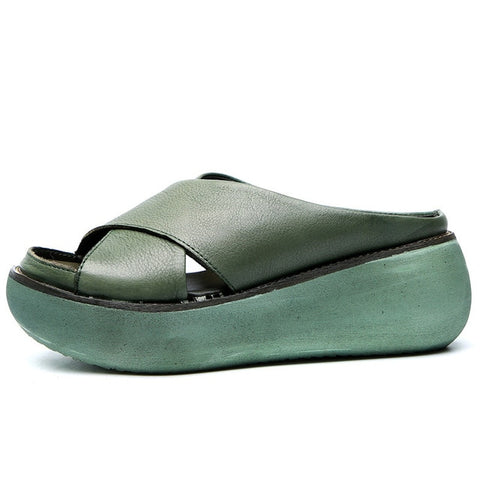 Sandals Soft Leather Wedges Shoes Platform