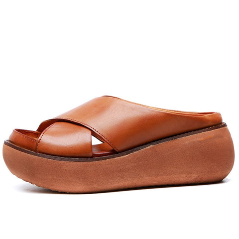 Sandals Soft Leather Wedges Shoes Platform