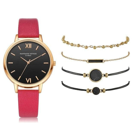 Watch Set Leather Ladies Bracelet