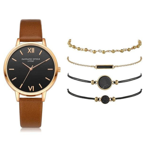 Watch Set Leather Ladies Bracelet