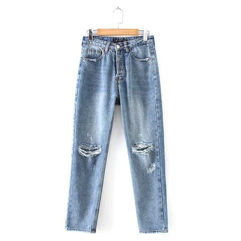 Jeans Boyfriends Large Size Ripped Jeans with High Waist Streetwear