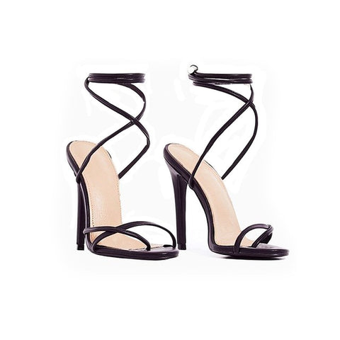 Sandals Candy Color Point Toe Lace Ankle Strap Party High Heels Pumps