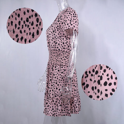 Leopard Casual Summer Ruffle Mini Dress