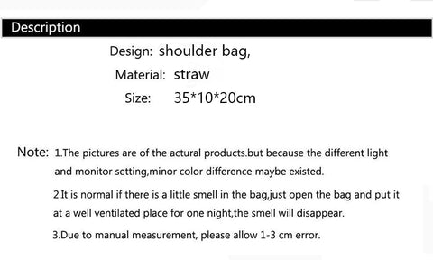 Straw Bags Crossbody Shoulder Travel Handbag Rattan