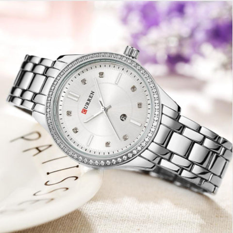 Movement Luxury Crystal Waterproof Calendar Ladies Wrist Watches