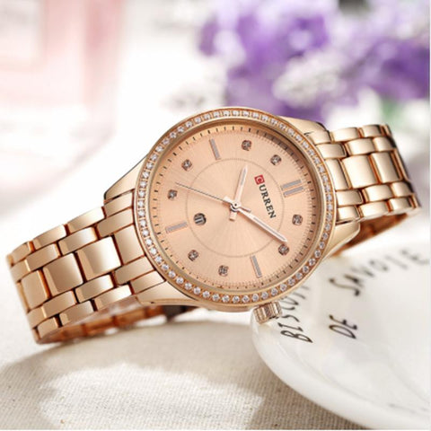 Movement Luxury Crystal Waterproof Calendar Ladies Wrist Watches