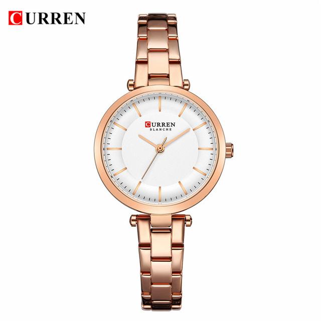 Fashion Luxury Ladies Watches Ultra Thin Golden Blue Steel Mesh Quartz