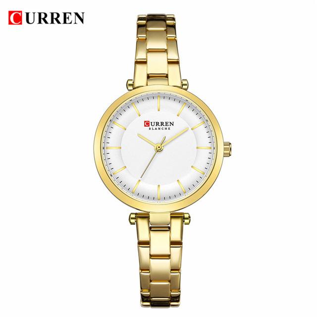 Fashion Luxury Ladies Watches Ultra Thin Golden Blue Steel Mesh Quartz