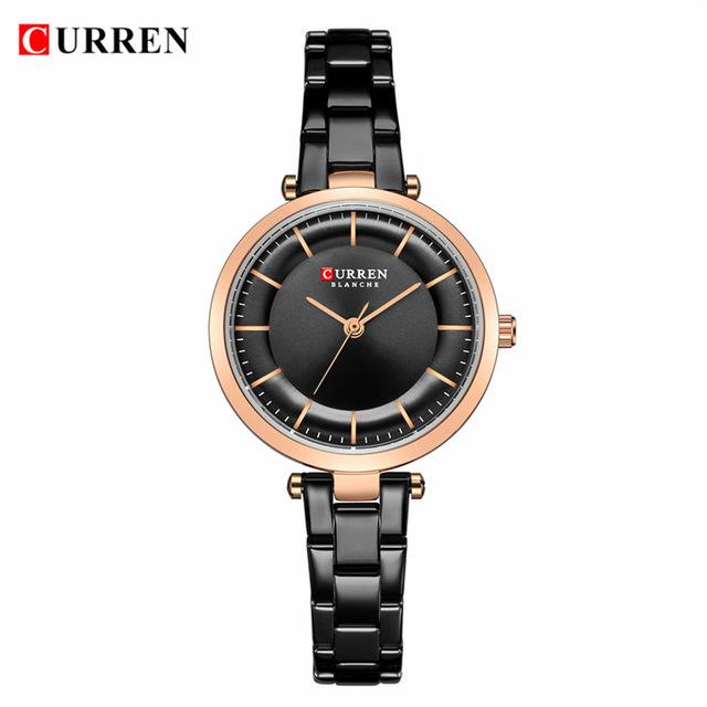 Fashion Luxury Ladies Watches Ultra Thin Golden Blue Steel Mesh Quartz