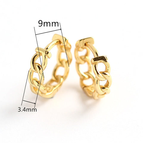 Silver Punk Hip-Hop Cuba Chain Gothic Studs Earrings