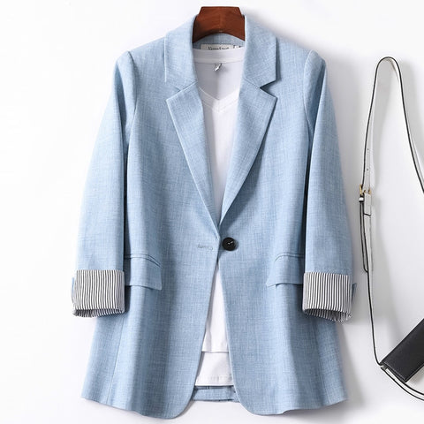 Blazers Women Trendy Patchwork Chic  Elegant Coats Single Button