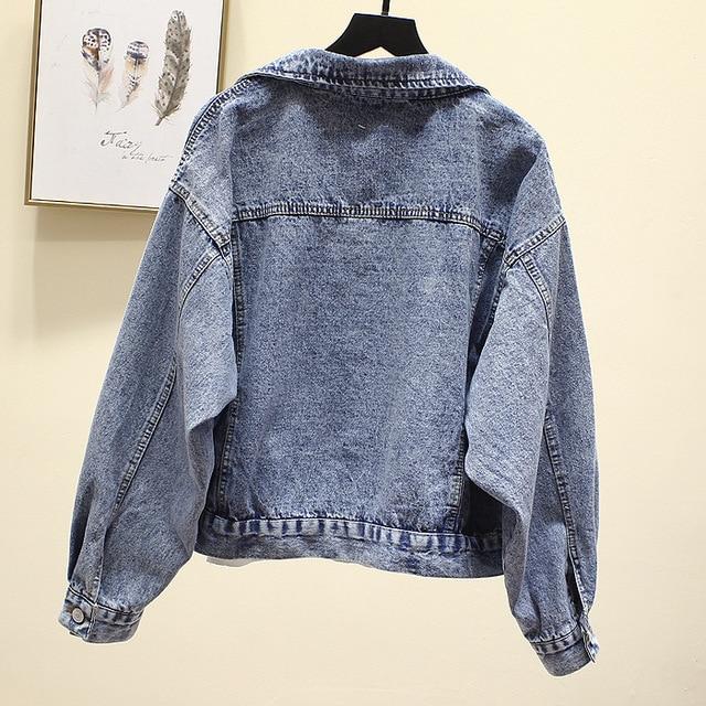 Vintage Denim Jacket Women Spring Coat Ripped oversized