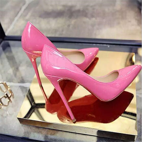 Woman High Heels Pumps Pointed Toe Stilettos Talon Femme Shoes Black Heels Big Size