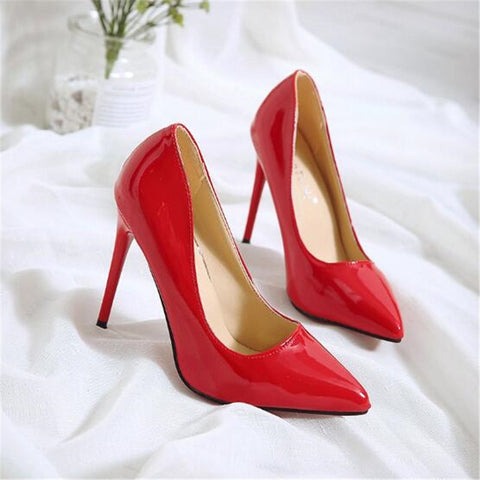Woman High Heels Pumps Pointed Toe Stilettos Talon Femme Shoes Black Heels Big Size