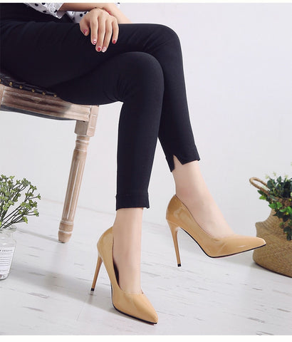 Woman High Heels Pumps Pointed Toe Stilettos Talon Femme Shoes Black Heels Big Size