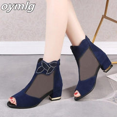 Summer mesh Peep Toe sandals sexy heels single shoes