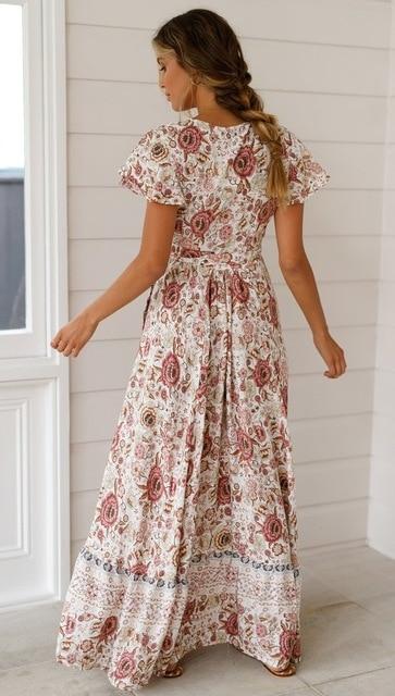 Retro Floral Print Lady Long Dress