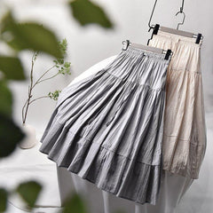 Elegant Vertical Stripes Lace-up A-Line Midi Skirt