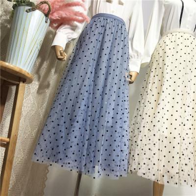 Tulle Polka Dot High Waist Pleated Midi Long Tutu Skirt