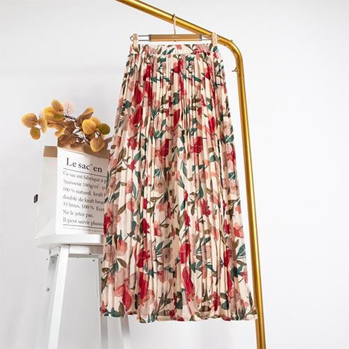 Elegant Chiffon Pleated High Waist Maxi Skirt