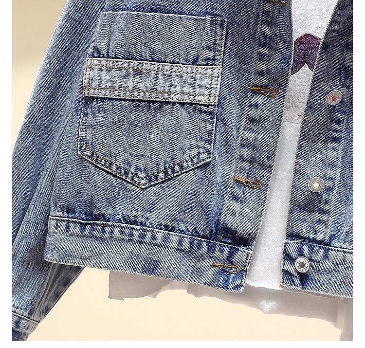 Vintage Denim Jacket Women Spring Coat Ripped oversized