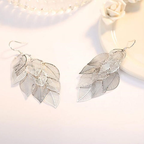 Jewelry Fashion Earring Retro Hollow Maple Leaf Exaggerated Long Tassel Hanging