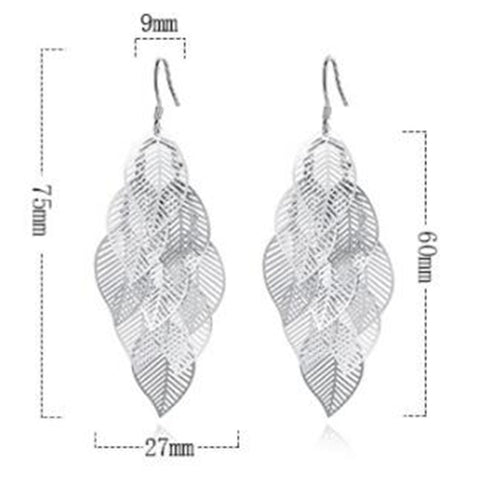 Jewelry Fashion Earring Retro Hollow Maple Leaf Exaggerated Long Tassel Hanging