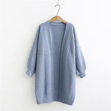 Long Sweater and Cardigans Lantern Sleeve Loose Knitted