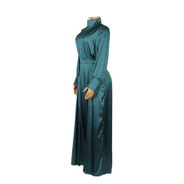 Satin Long Sleeve Tunic Jumpsuit Classy Wide Leg Overalls
