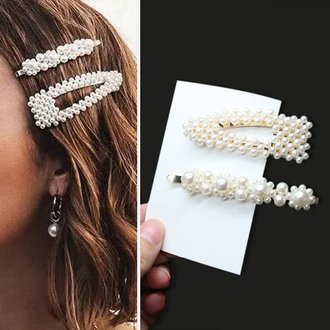 1Set Handmade Pearls Hair Clips Pin f Fashion Geometric Flower