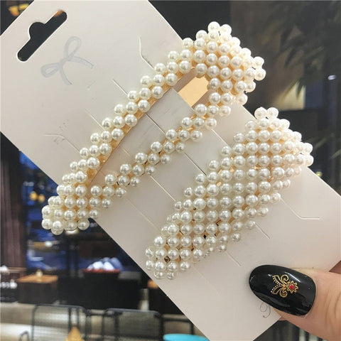 1Set Handmade Pearls Hair Clips Pin f Fashion Geometric Flower