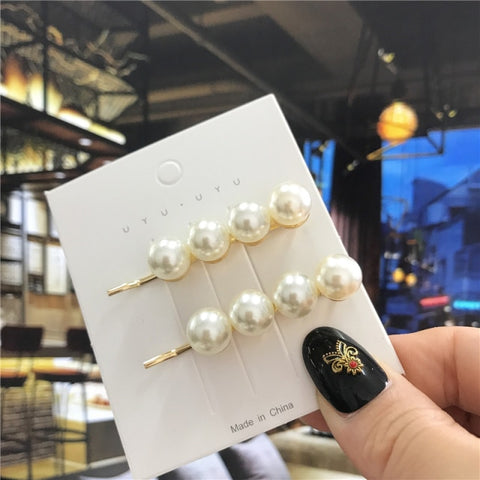 1Set Handmade Pearls Hair Clips Pin f Fashion Geometric Flower