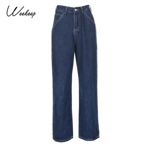 Retro Straight Pachwork Large Pocket Wide-leg Jeans