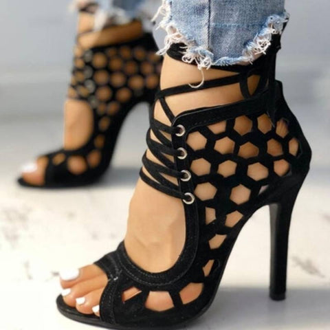 Summer High Heels Sandals Peep Toe Hollow-out Gladiator