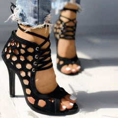 Summer High Heels Sandals Peep Toe Hollow-out Gladiator