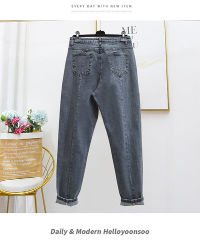 Jeans Woman High Waist Plus Size  Zipper