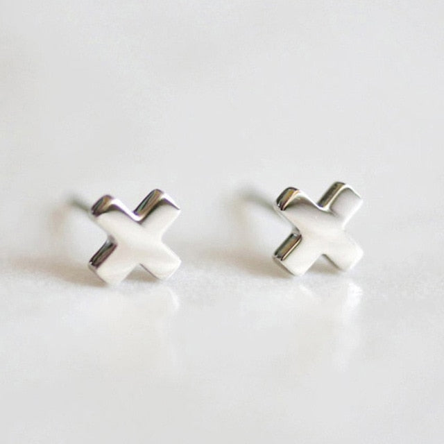 Simple Stud Earrings Geometric Stainless Steel