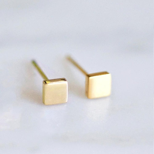 Simple Stud Earrings Geometric Stainless Steel