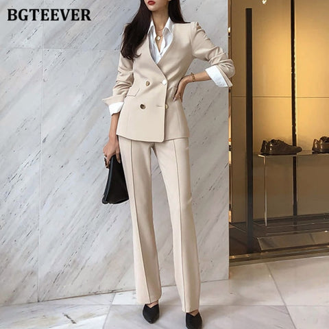 Elegant Women Blazer Suit Autumn Office Ladies Pant Suits