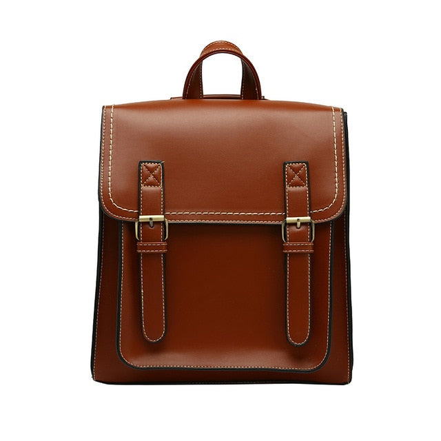 Vintage Backpack Female Pu Leather Bag Backpack Fashion