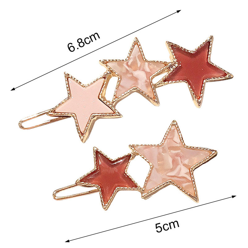 Round Star Hair Clips Vintage Geometric Alloy