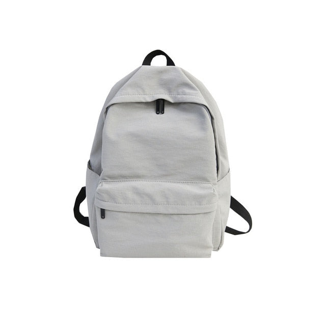 Solid Canvas Backpack For Teenagers Women Casual Large Capacity