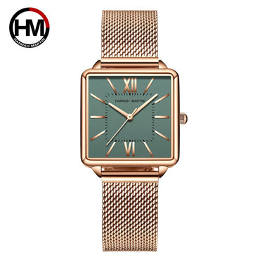 Green Dial Roman Square Watches Case Steel Fashion