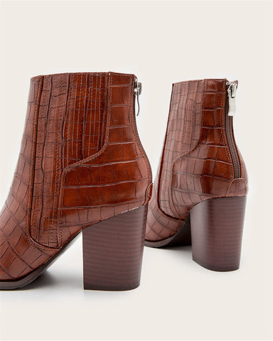 Cowboy Boots Women Patent leather Short Cossacks High Heels High Booties Ankle