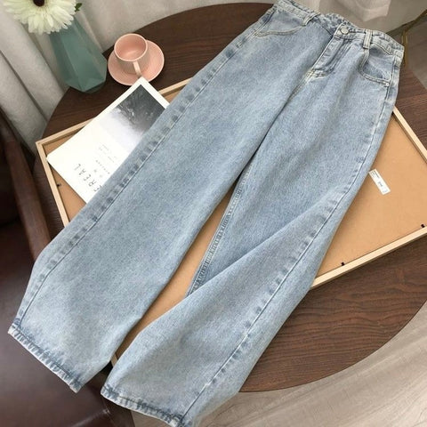 Light Blue Denim Trousers Vintage Wide Leg Pants