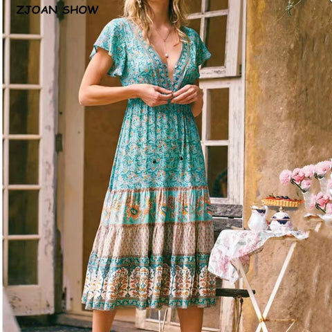 BOHO Location Paisley Floral Print Women Dress