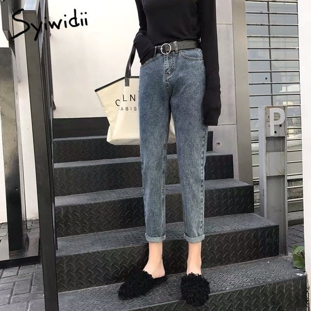 high waist jeans woman mom boyfriend jeans for women plus size denim Harem