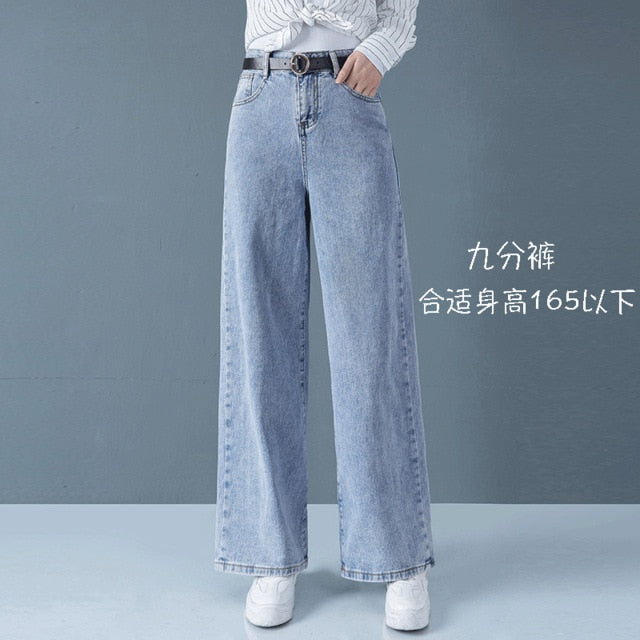 Loose High Waist Straight High Waist Pants Solid Color Wide Legs Retro