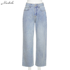 Casual Mid-Waist Jeans Fashion Streetwear Vintage Wide Leg Denim
